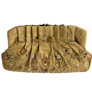 Vintage Pure Silk Beaded Evening Bag